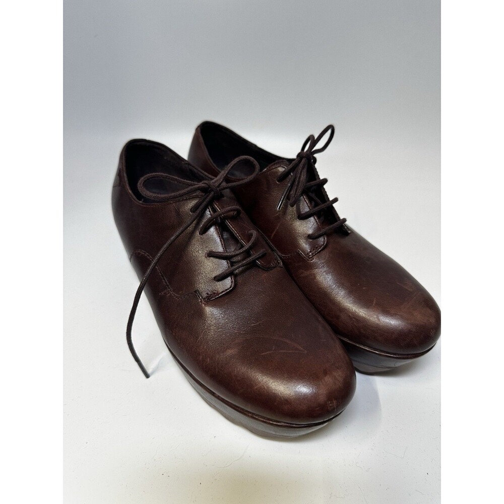 Camper Laika Oxford Shoes 39 Brown Leather Wedge Platform Lace Up Artsy
